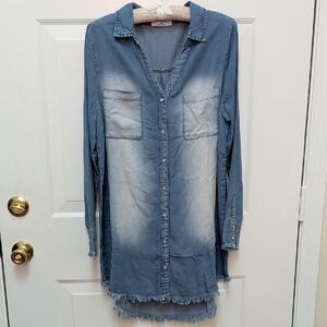 Zenana Outfitters Light Blue Denim Shirt Dress